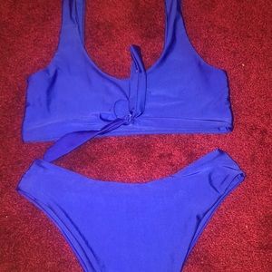 Blue Front Knot High Waisted Zaful Bikini